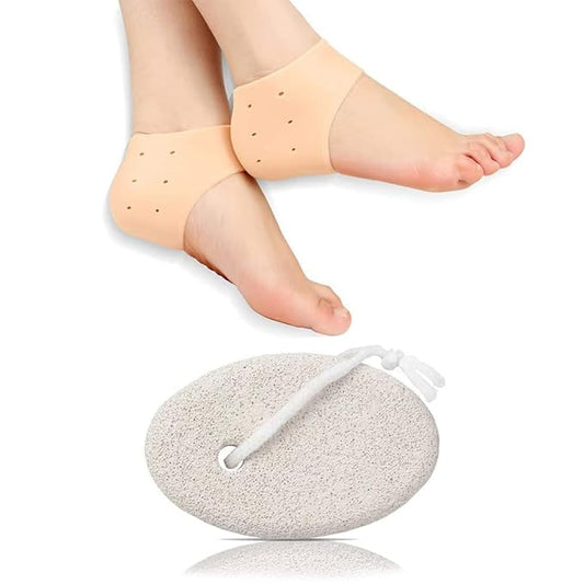 Cracked Heel Repair Kit – Pumice Stone & Silicone Heel Pads Combo (Multicolor)